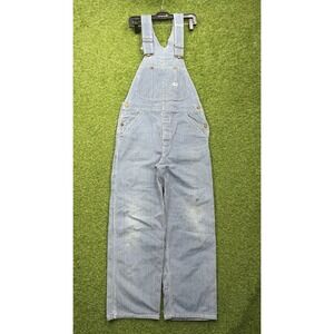 Vintage 70s Lee Overalls Mens 32x30 Hickory Stripe Bibs Sanforized Union Made
